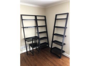 West Elm Leaning Wall Ladder Book Shelves & Desktop With Chair