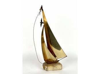 Brass Sailboat Statue