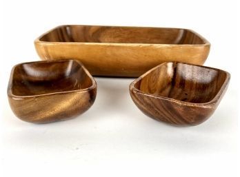 Three Piece Wooden Bowl Serving Set Made In Philippines