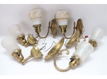 Three Pairs Of Brass Wall Sconces