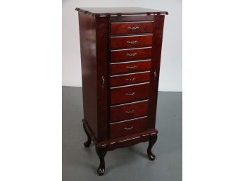 Cherry Wood Queen Anne Style Jewelry Chest