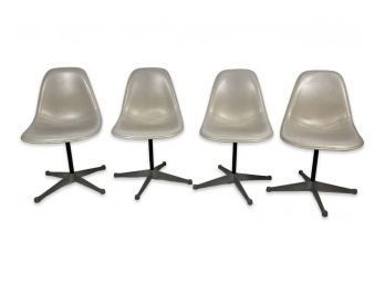 Set Of 4 Charles Ray Eames For Herman Miller Leather Shell Chairs