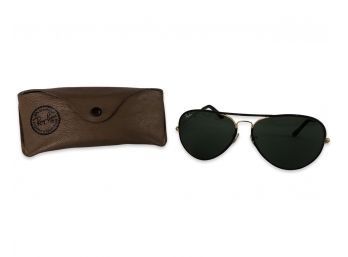 Brown Leather & Gold Ray Ban Sunglasses With Case