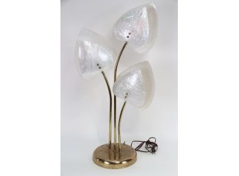 Large Mid Century Faux Mother Of Pearl Shade Brass Base Table Lamp