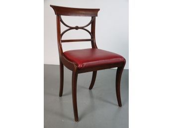 Vintage Side Chair With Red Seat Cushion