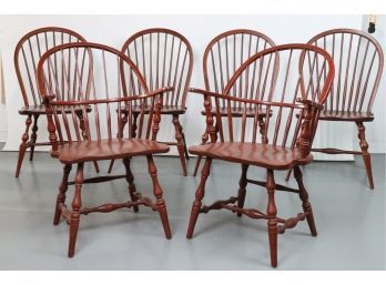 Set Of 6 Farmhouse Spindle Back Windsor Dining Chairs