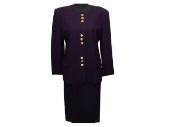 Oleg Cassini Vintage Purple Wool Suit Size 8