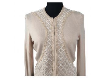 Cassin New York Cashmere & Silk Beaded Sweater Size Small
