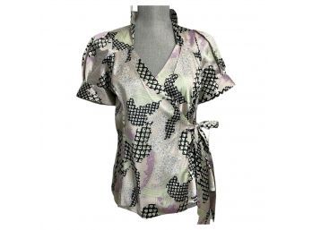BCBG Maxazria Side Tie Floral Blouse Size S New With Tags $160 Retail