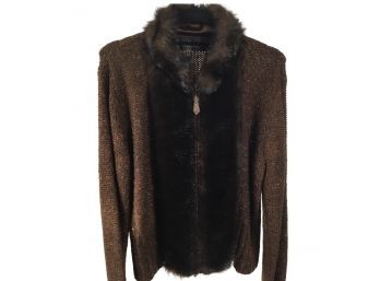 Donna Salyers Fabulous Furs Faux Fur Trim Jacket Size L