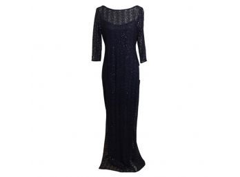 Kay Unger Navy Blue Gown With Sequins Size 8 New With Tags