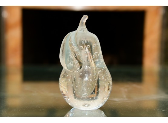 Vintage Art Glass Pear Paperweight Sculpture