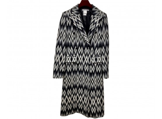 Michael Kors Black And White  Wool Long Coat Size 6 Retail $695