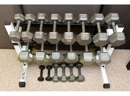 Solid Metal Dumbbell  Free Weights With Rack