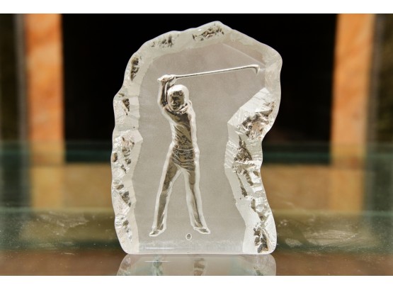 Etched Glass Golfer Sculpture