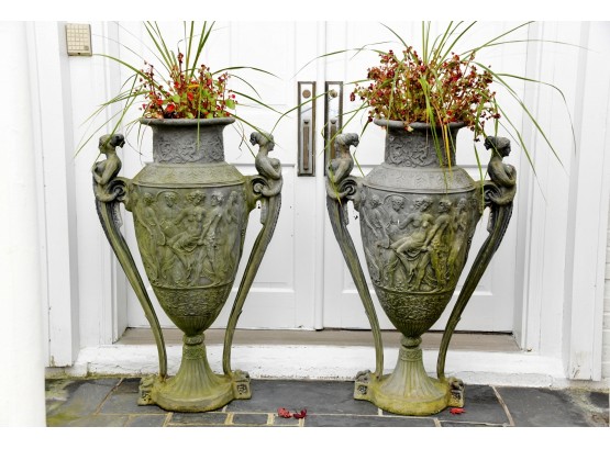 Monumental French  Neoclassical Figural Resin Vases