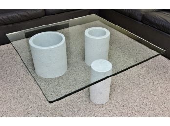 A Marble Base Modern Glass Coffee Table