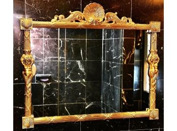 Very Fine Gilt-Bronze Brass Ormolu Girandole Cherub Mirror