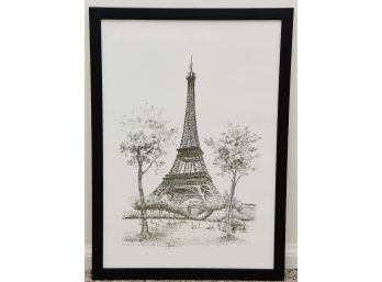 Eiffel Tower Black And White Sketch Framed