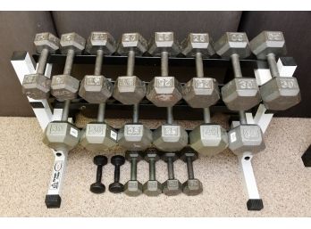 Solid Metal Dumbbell  Free Weights With Rack