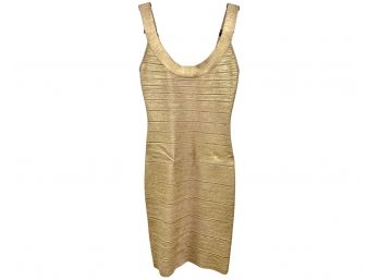 Herve Leger Sleeveless Bandage Gold Dress Size XS Retail $1295