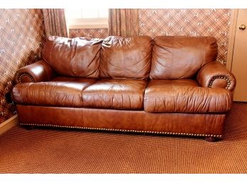 A Klausner Furniture Leather Sleeper Sofa