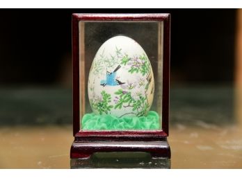 Hand Painted Chinese Egg In Glass Case