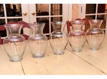 A Set Of 5 Decorative Glass Vases