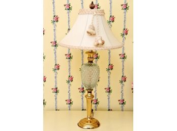 Cut Crystal Bedside Lamp With Linen Shade Shade