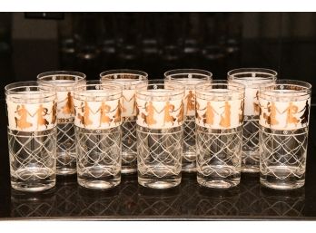 A Set Of 8 Mid Century Gold Leaf Libby Glasses
