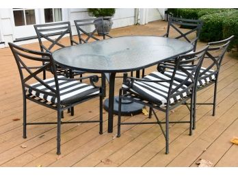 Brown Jordan Outdoor Table And 6 Chairs With Cushions