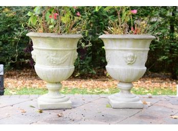 Pair Of Large Cast Stone Planters