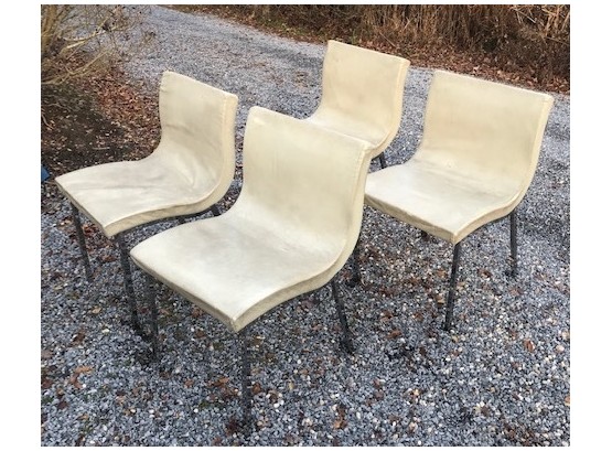 Set Of 4 Ligne Roset Leather Dining Chairs