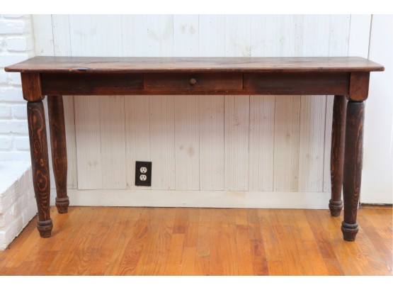 Solid Wood Vintage Farmhouse Style Console Table With Storage Drawer