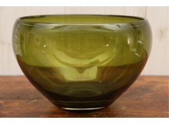 Large Green Mid Century Glass Bowl