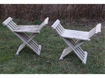 Pair Of Holliston Hill Teak Royal Folding Chairs