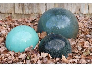 Trio Of Glazed Decorative Garden Spheres