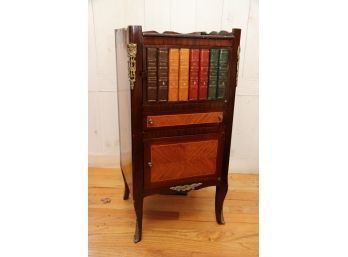 Early 20th Century French Kingwood Stand Nightstand With Faux Books