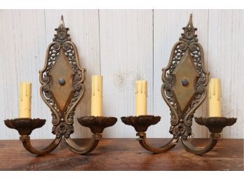 Lovely Pair Of Vintage Candle Wall Sconces