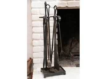 Vintage Hand Forged Wrought Iron Fire Place Tool Set