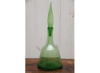 Large Green Colored Glass Decanter