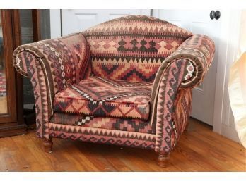 Kilim Upholstered Oversized Armchair In The Style Of George Smith