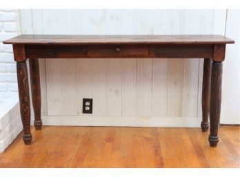 Solid Wood Vintage Farmhouse Style Console Table With Storage Drawer