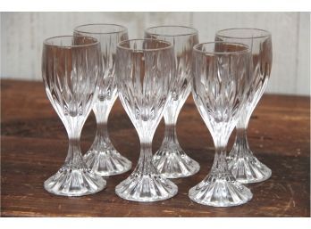 Set Of Six Small Crystal Wine Glasses