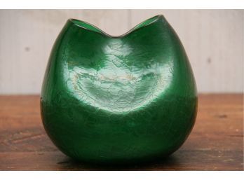 Vintage Green Blenko Pinched Glass Vase