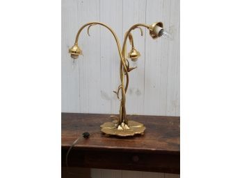 Brass Or Gold Plated Leaf Motif Lamp Made In Italy