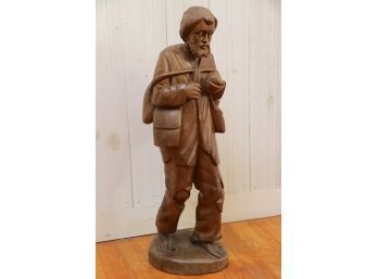Vintage Large Wood Carved Man Statue Circa 1950s60s