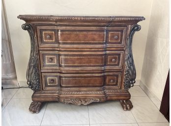 Three Drawer Carved Wood Commode Chest 1 Of 2