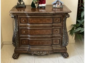 Three Drawer Carved Wood Commode Chest 2 Of 2