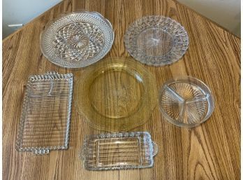 Six Pieces Of Glass Serving Dishes Some Vintage